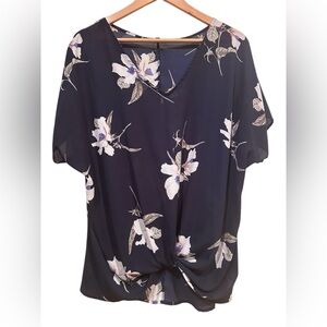 West Kei Navy Floral Blouse